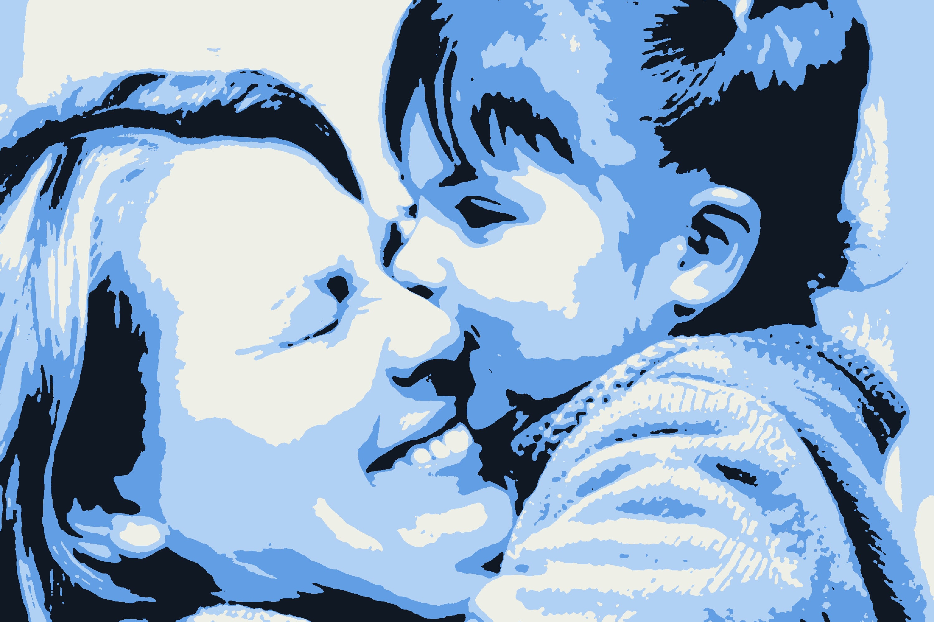 A woman laughing as a small child holds on to her, their cheeks pressed together